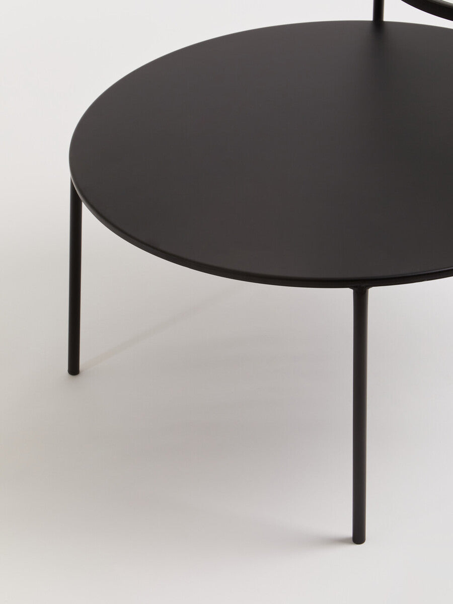 Clear Glass and Black Finish 2 Tier Coffee Table