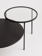 Clear Glass and Black Finish 2 Tier Coffee Table
