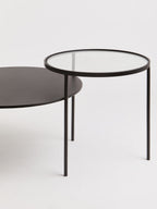 Clear Glass and Black Finish 2 Tier Coffee Table