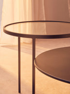 Clear Glass and Black Finish 2 Tier Coffee Table