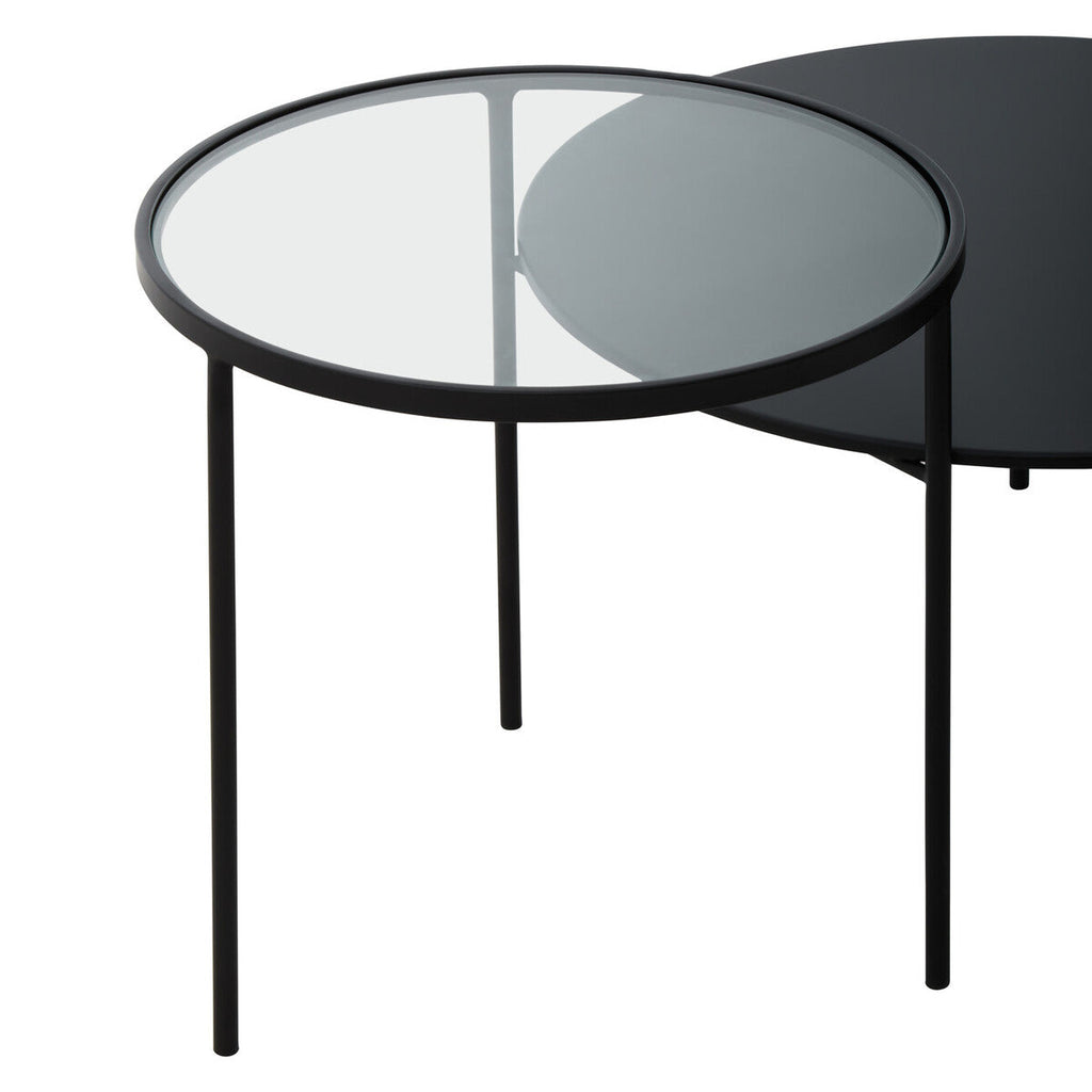 Clear Glass and Black Finish 2 Tier Coffee Table
