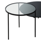 Clear Glass and Black Finish 2 Tier Coffee Table