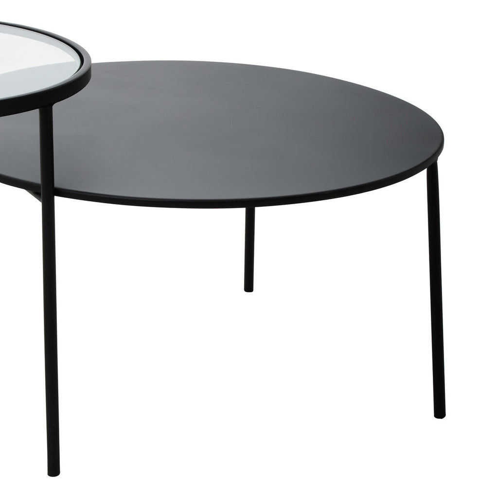 Clear Glass and Black Finish 2 Tier Coffee Table