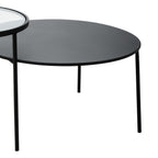 Clear Glass and Black Finish 2 Tier Coffee Table