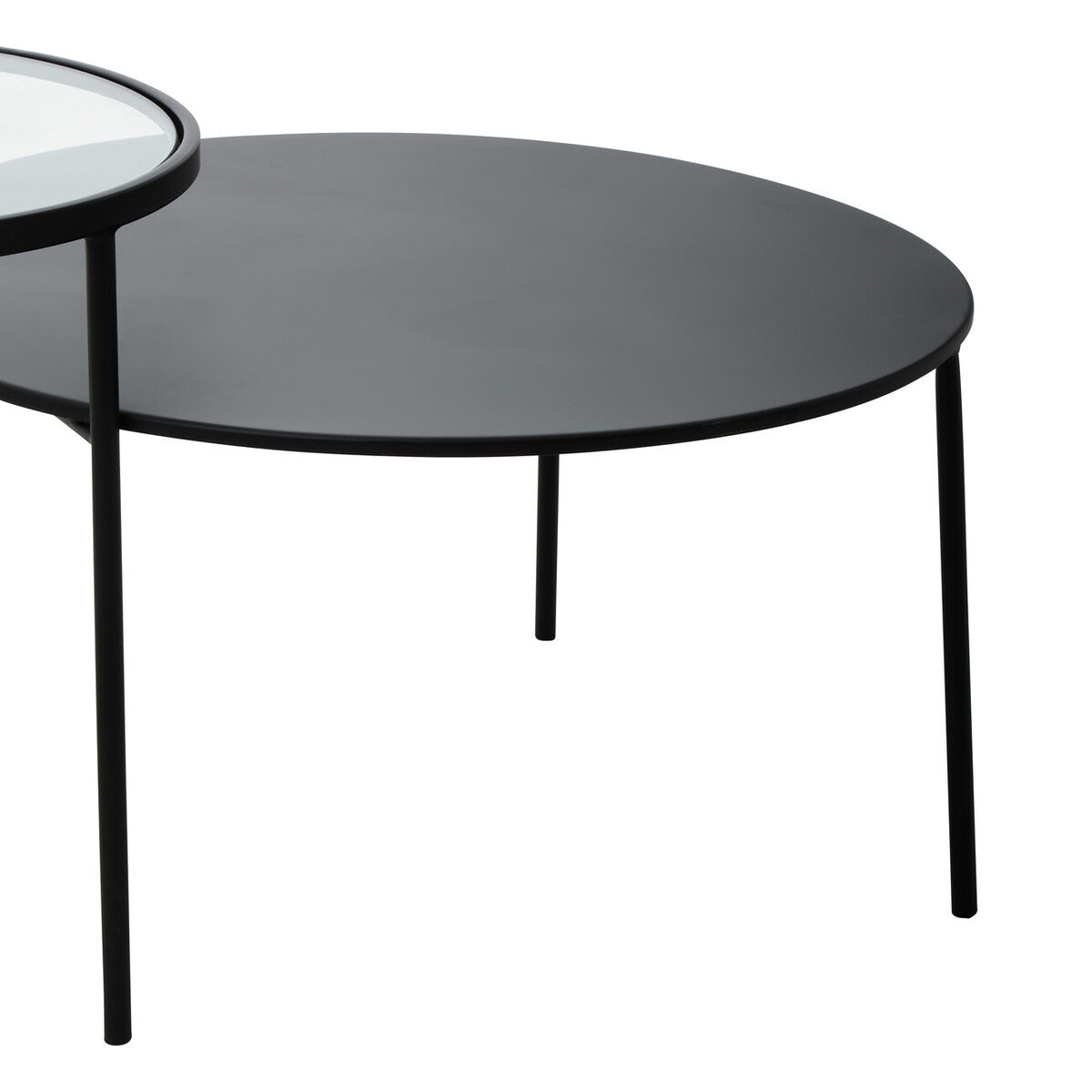 Clear Glass and Black Finish 2 Tier Coffee Table