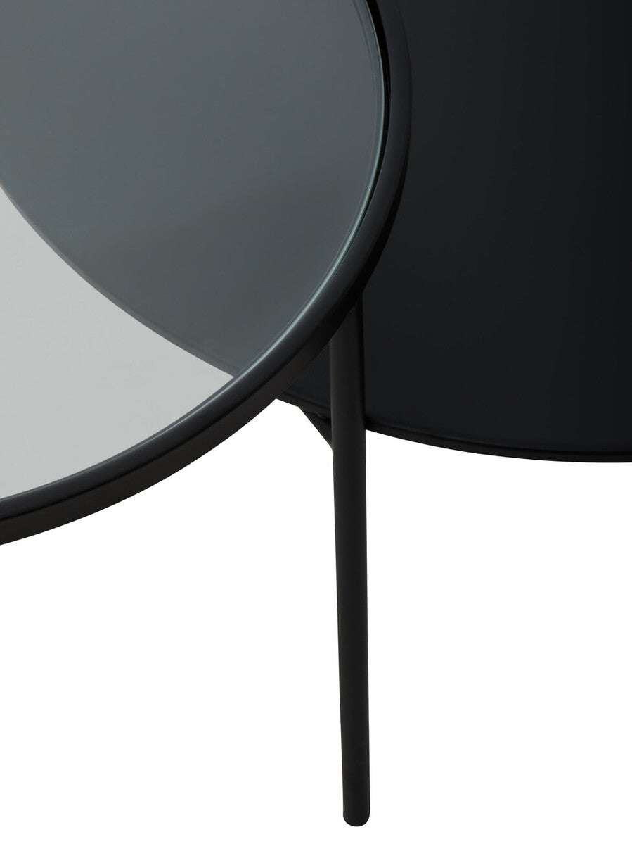 Clear Glass and Black Finish 2 Tier Coffee Table