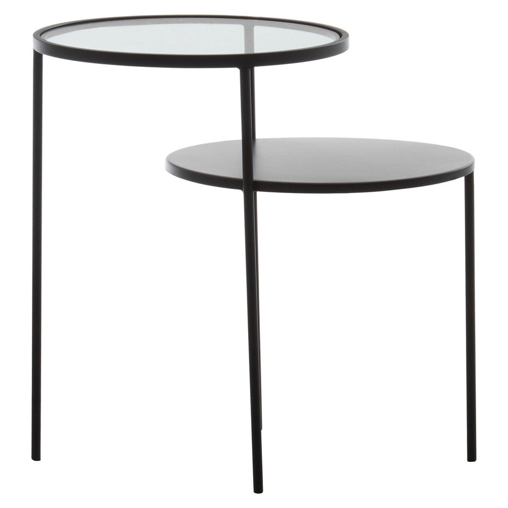 Clear Glass and Black Finish 2 Tier Side Table