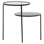 Clear Glass and Black Finish 2 Tier Side Table