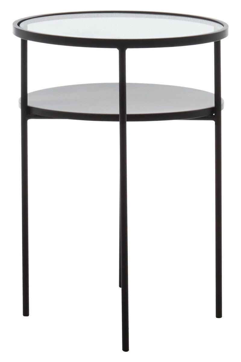 Clear Glass and Black Finish 2 Tier Side Table