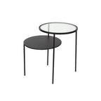 Clear Glass and Black Finish 2 Tier Side Table