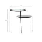 Clear Glass and Black Finish 2 Tier Side Table