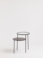 Clear Glass and Black Finish 2 Tier Side Table