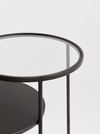 Clear Glass and Black Finish 2 Tier Side Table