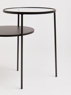Clear Glass and Black Finish 2 Tier Side Table