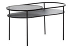 Grey Glass and Black Finish 2 Tier Oval Coffee Table