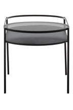 Grey Glass and Black Finish 2 Tier Oval Coffee Table