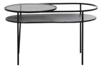 Grey Glass and Black Finish 2 Tier Oval Coffee Table