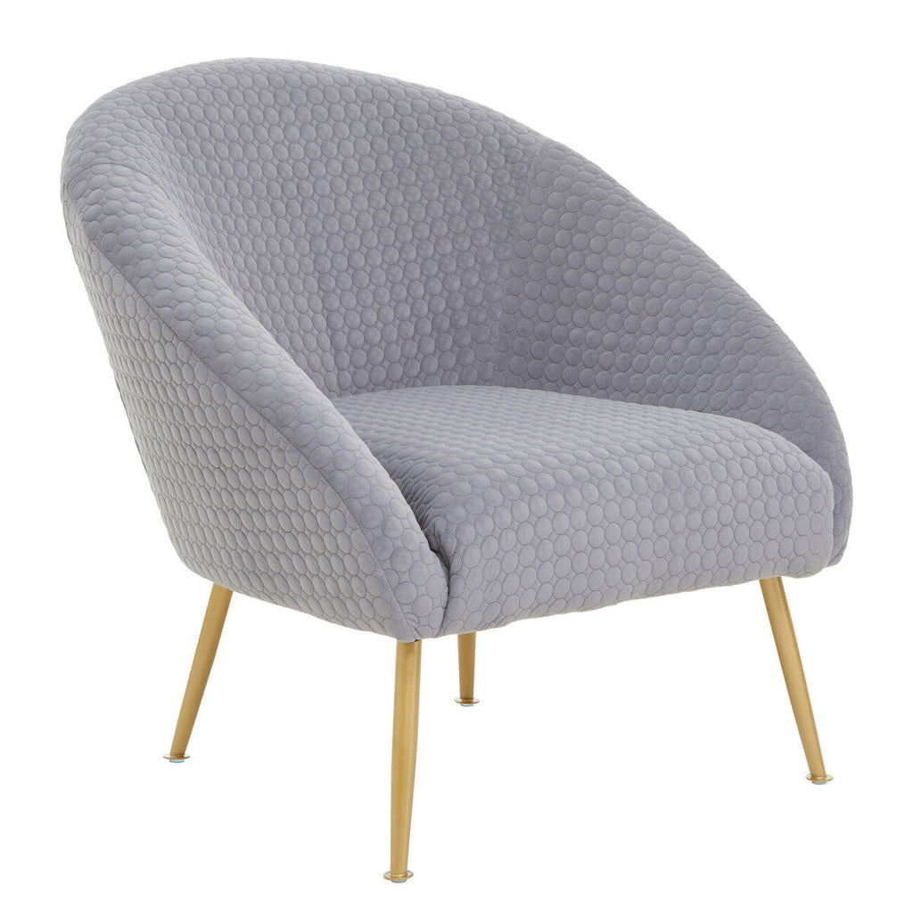 Grey Velvet Statement Chair with Gold Finish Legs