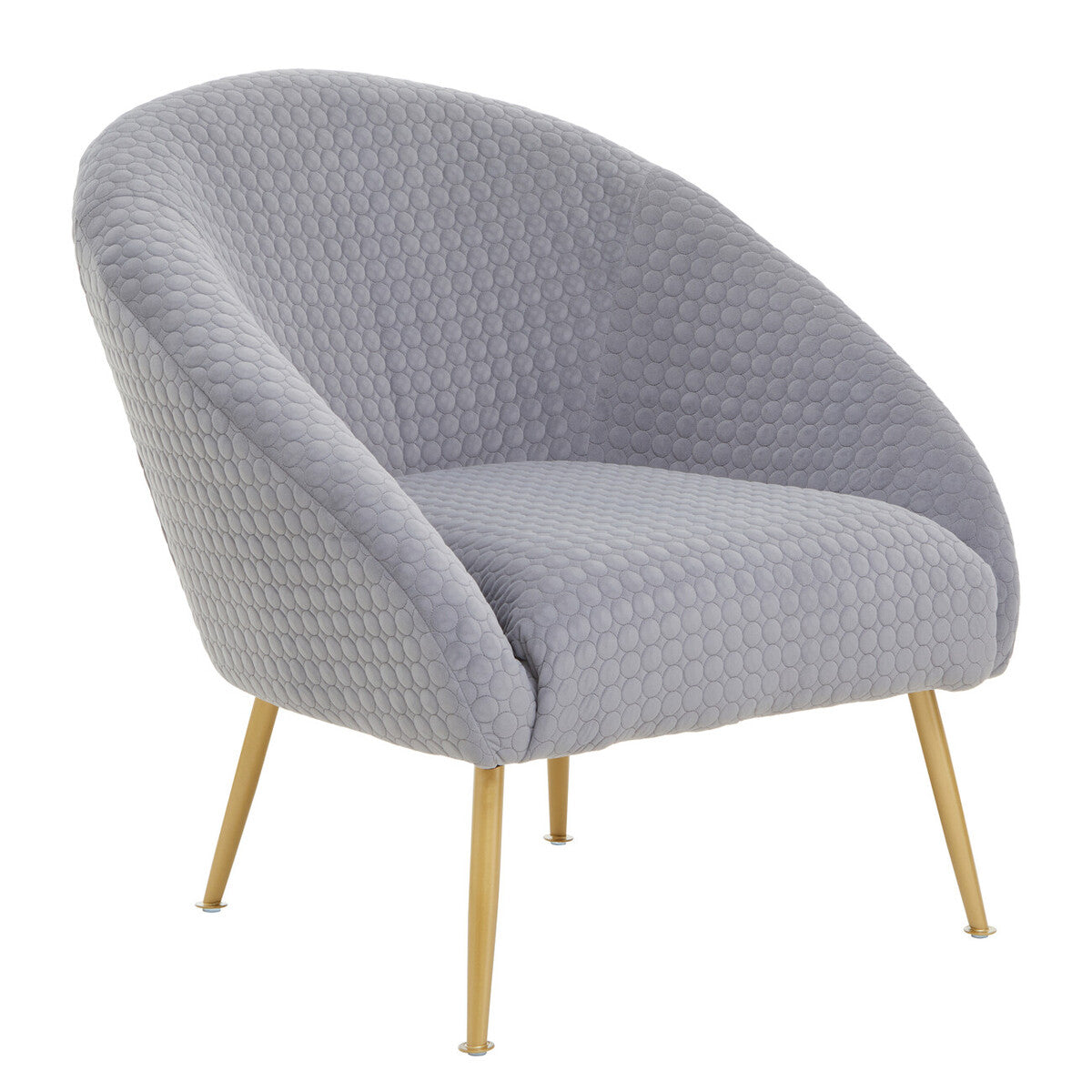 Grey Velvet Statement Chair with Gold Finish Legs