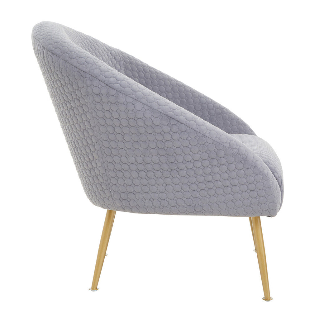 Grey Velvet Statement Chair with Gold Finish Legs