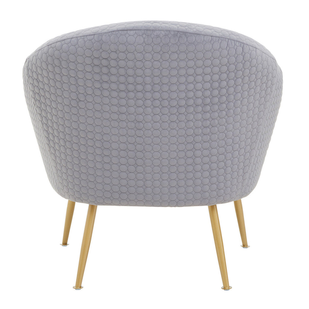 Grey Velvet Statement Chair with Gold Finish Legs