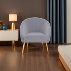 Grey Velvet Statement Chair with Gold Finish Legs