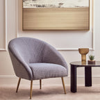 Grey Velvet Statement Chair with Gold Finish Legs