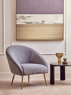 Grey Velvet Statement Chair with Gold Finish Legs