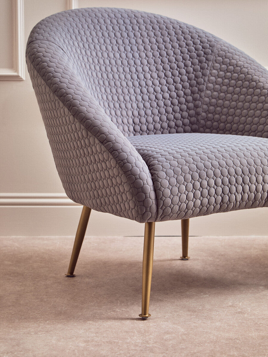Grey Velvet Statement Chair with Gold Finish Legs