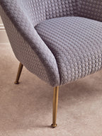 Grey Velvet Statement Chair with Gold Finish Legs