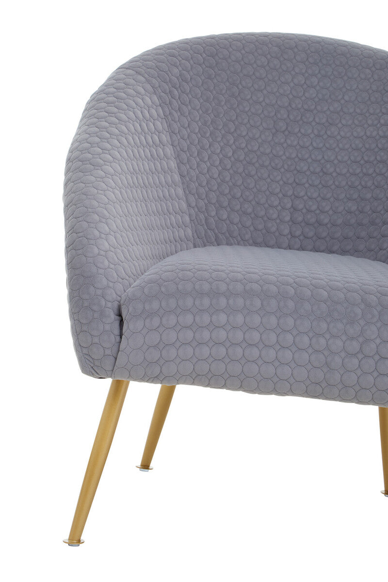 Grey Velvet Statement Chair with Gold Finish Legs