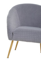 Grey Velvet Statement Chair with Gold Finish Legs