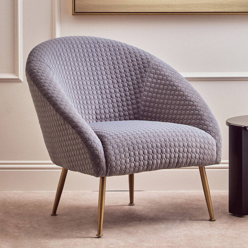 Grey Velvet Statement Chair with Gold Finish Legs