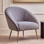 Grey Velvet Statement Chair with Gold Finish Legs