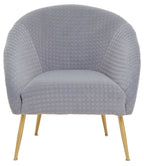 Grey Velvet Statement Chair with Gold Finish Legs