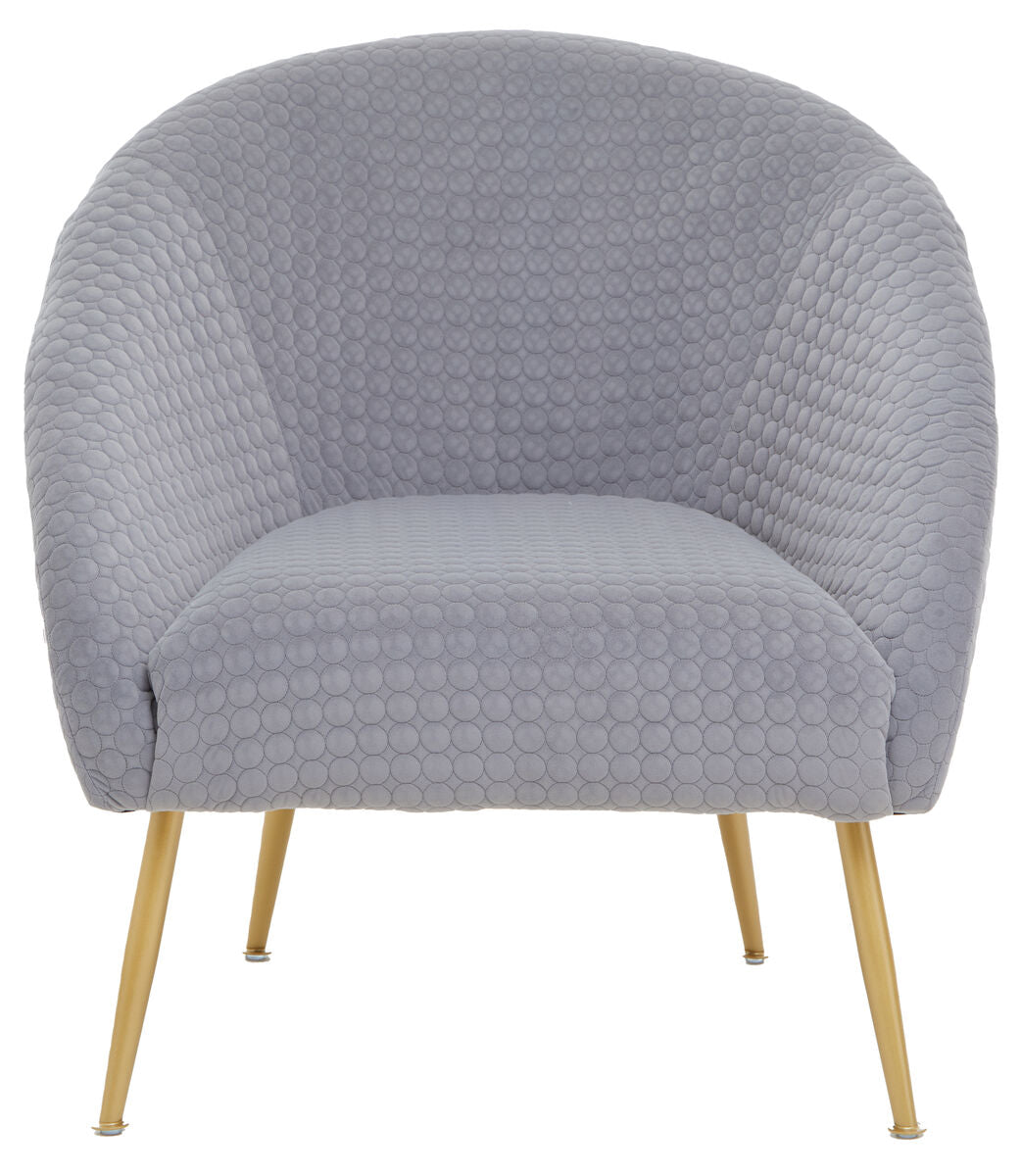 Grey Velvet Statement Chair with Gold Finish Legs