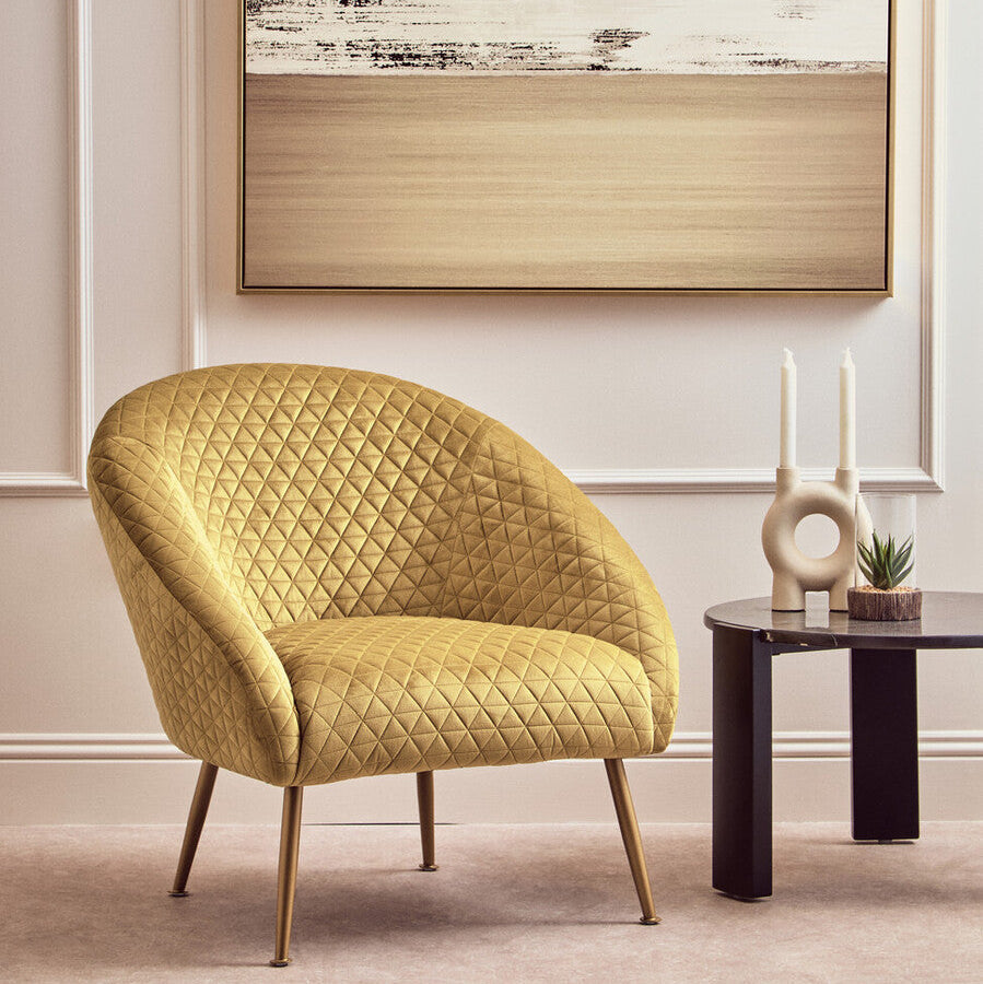 Gold Velvet Occasional Chair with Curved Back