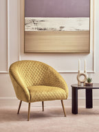 Gold Velvet Occasional Chair with Curved Back