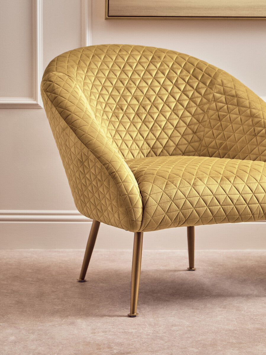 Gold Velvet Occasional Chair with Curved Back