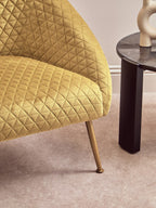 Gold Velvet Occasional Chair with Curved Back