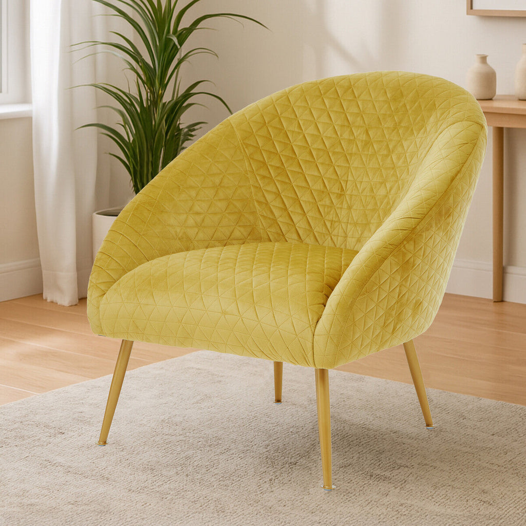 Gold Velvet Occasional Chair with Curved Back