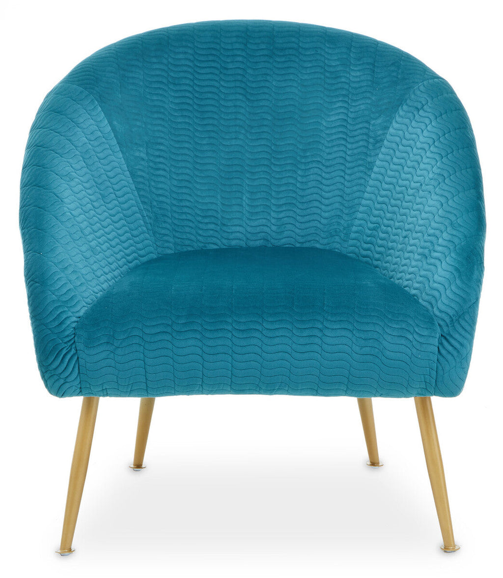 Blue Wood and Metal Occasional Chair with Curved Back