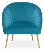 Blue Wood and Metal Occasional Chair with Curved Back