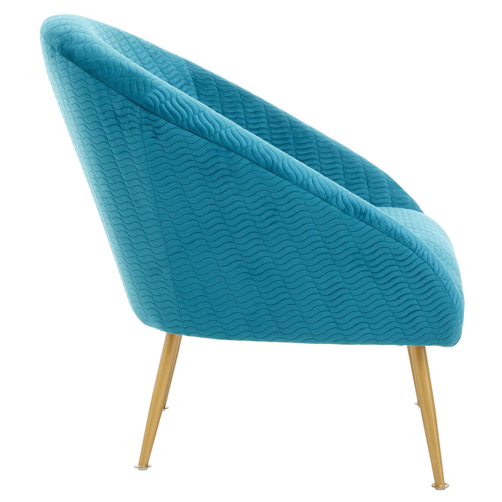 Blue Wood and Metal Occasional Chair with Curved Back