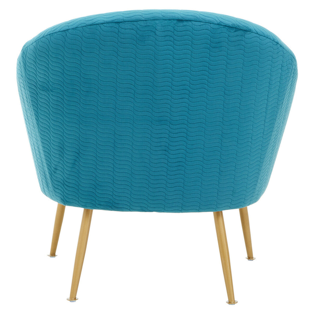 Blue Wood and Metal Occasional Chair with Curved Back