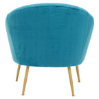 Blue Wood and Metal Occasional Chair with Curved Back