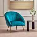 Blue Wood and Metal Occasional Chair with Curved Back