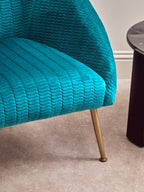 Blue Wood and Metal Occasional Chair with Curved Back