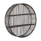 Large Black Rattan Wall Shelf