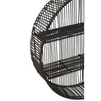 Large Black Rattan Wall Shelf